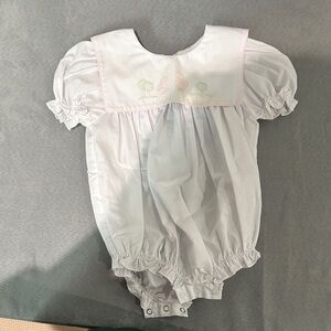 White Baby Romper with Embroidered Details